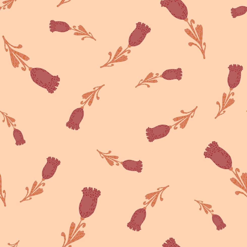 Tulips seamless pattern. Cute hand drawn flowers background. vector