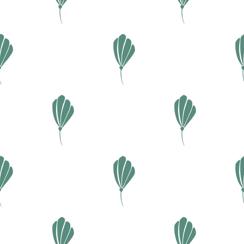 patrón botánico minimalista sin costuras con pequeñas flores de cosmea abstractas azules. Fondo blanco. vector