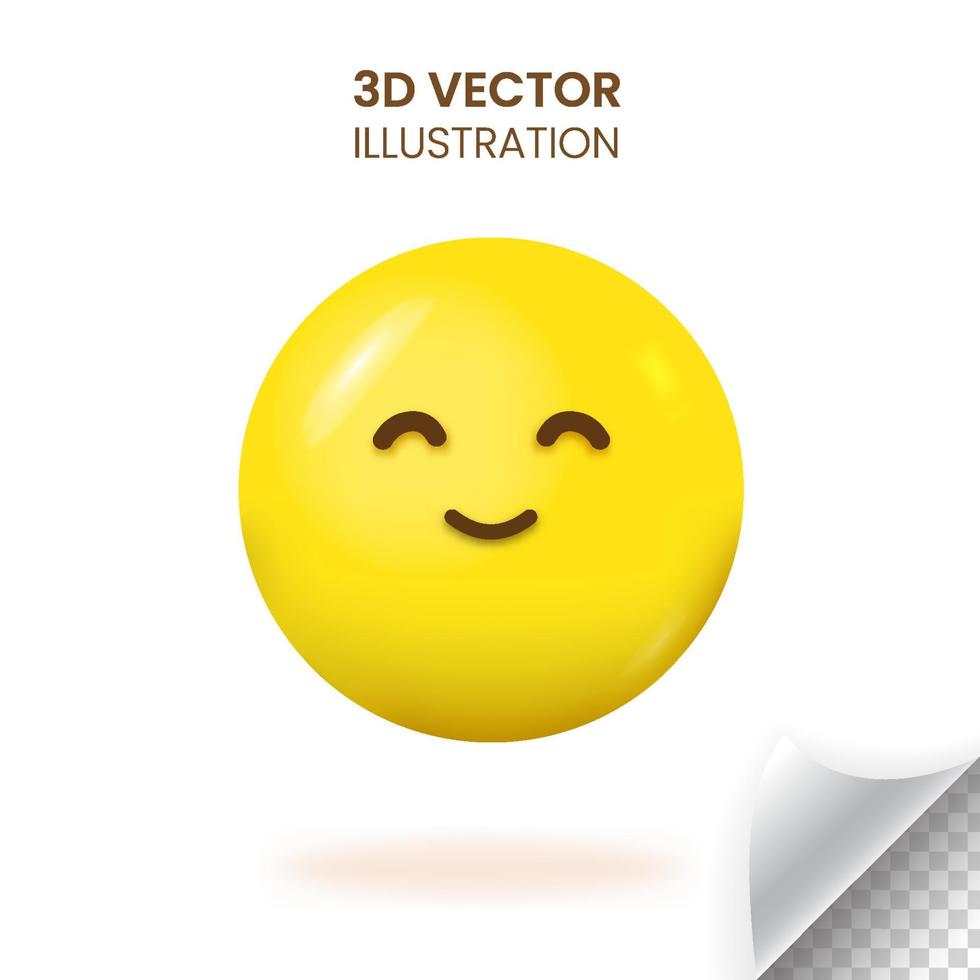 3D render Cute emoji smiling vector