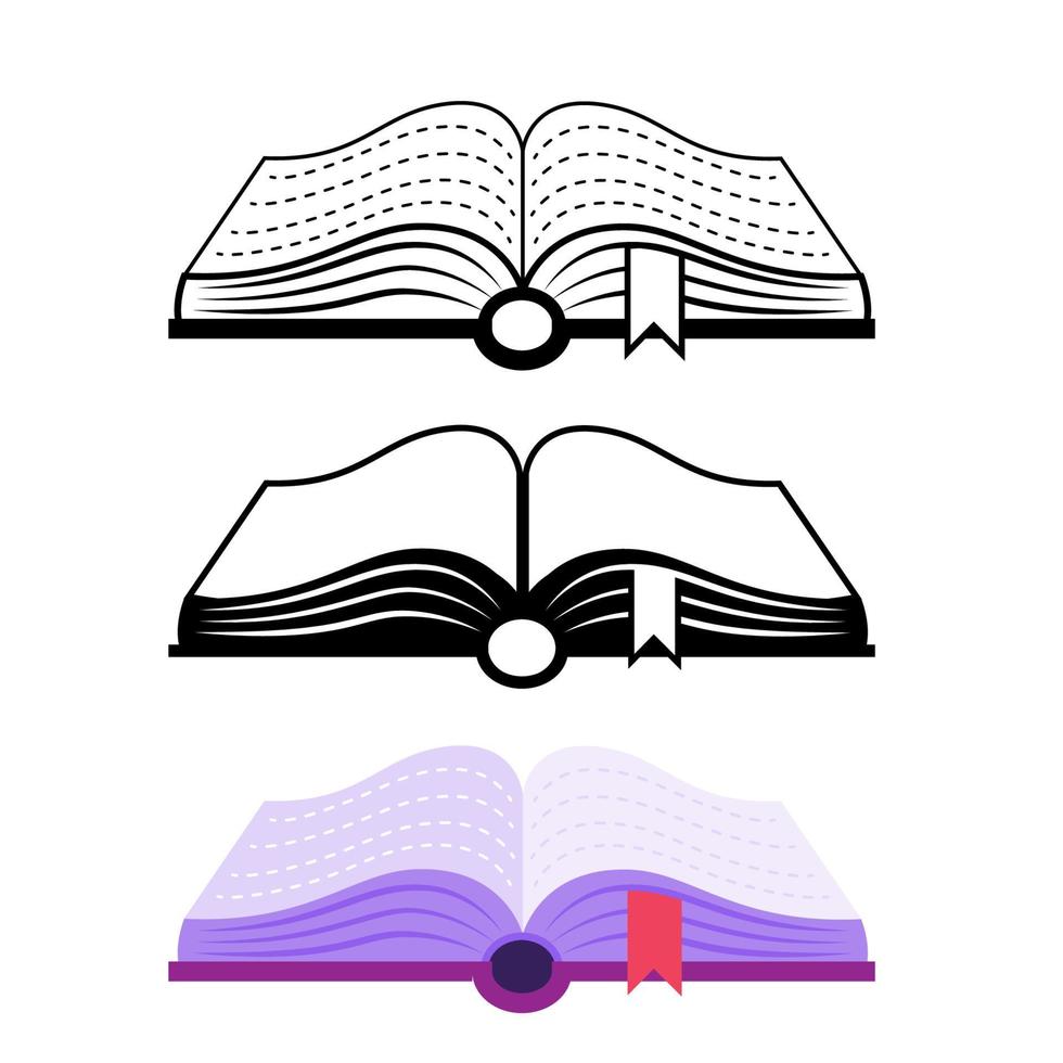 logotipo de libro abierto, icono, diseño plano, vector