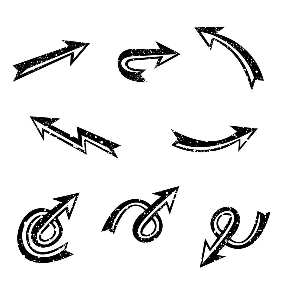 Set of grunge arrows vector on white background