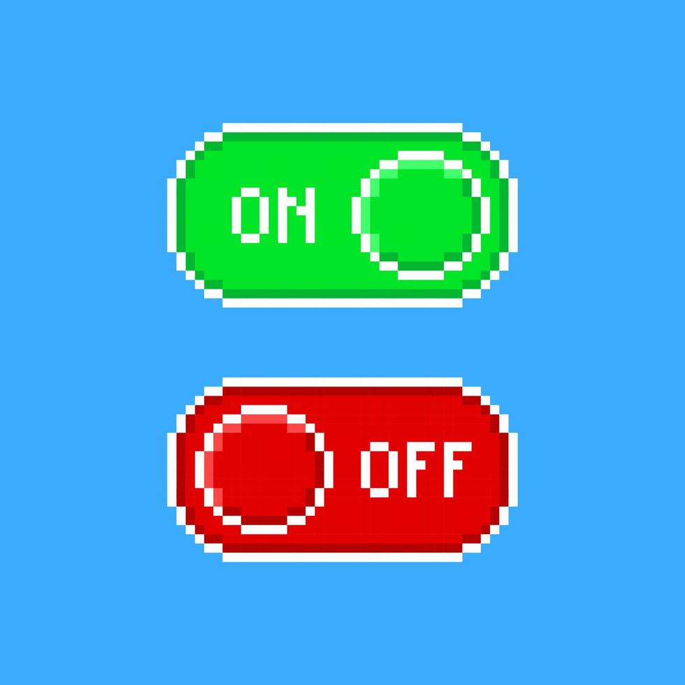 On and off button in pixel art style vector