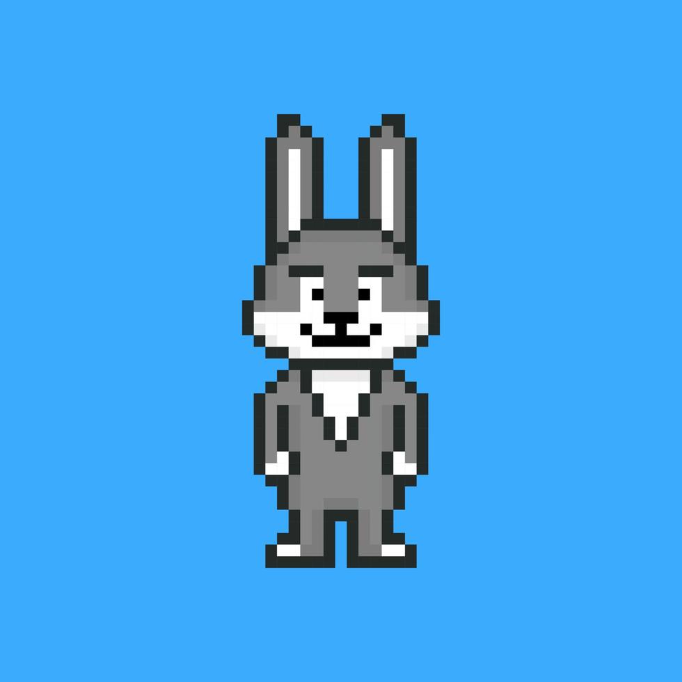 Rabbit character in pixel art style vector