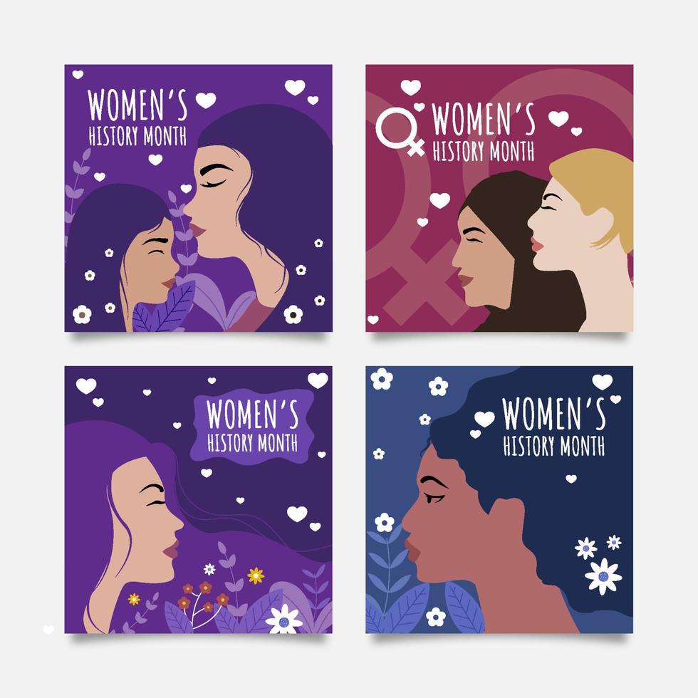 Women's History Month Social Media Posts vector