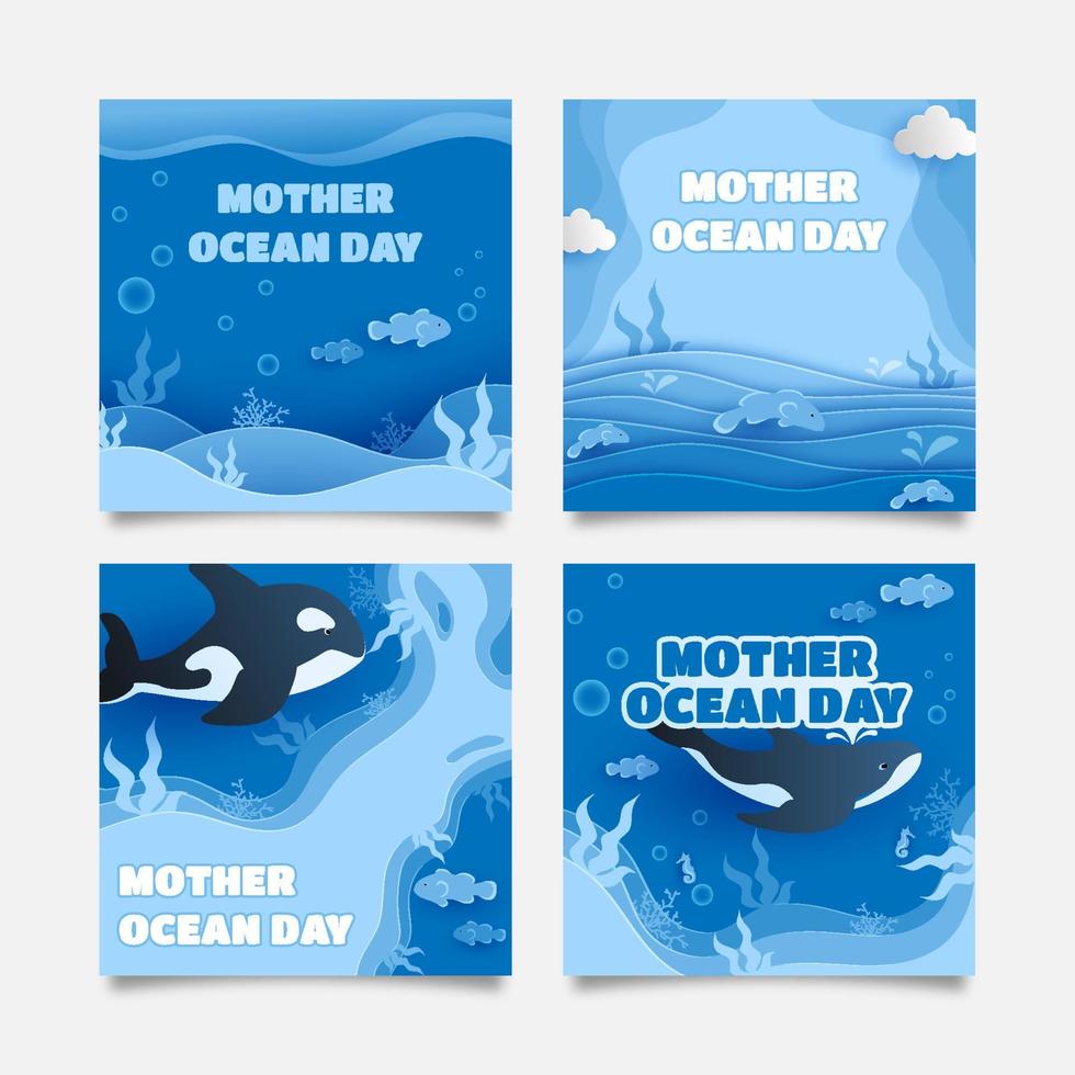 Mother Ocean Day Social Media vector