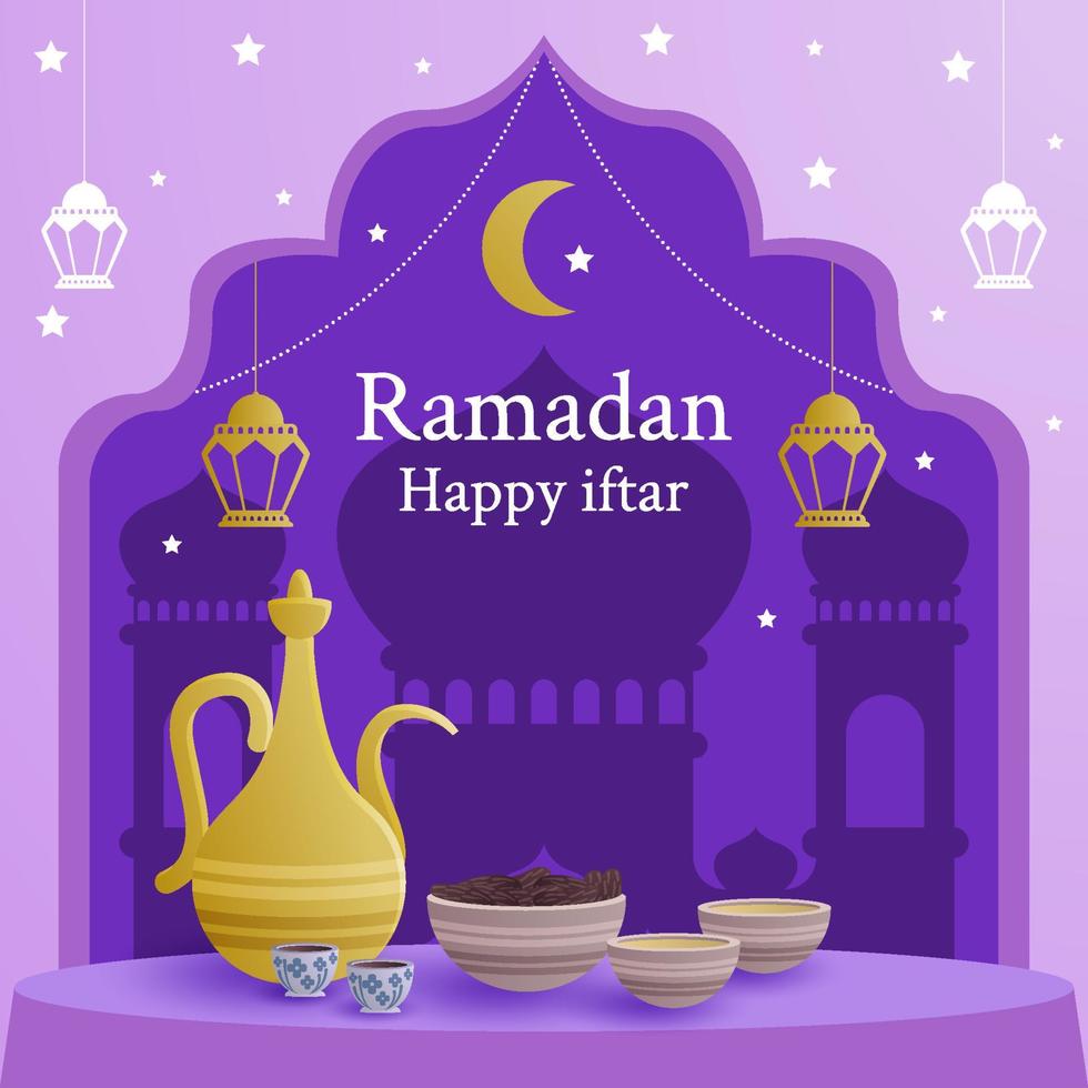 ramadán feliz iftar fondo vector