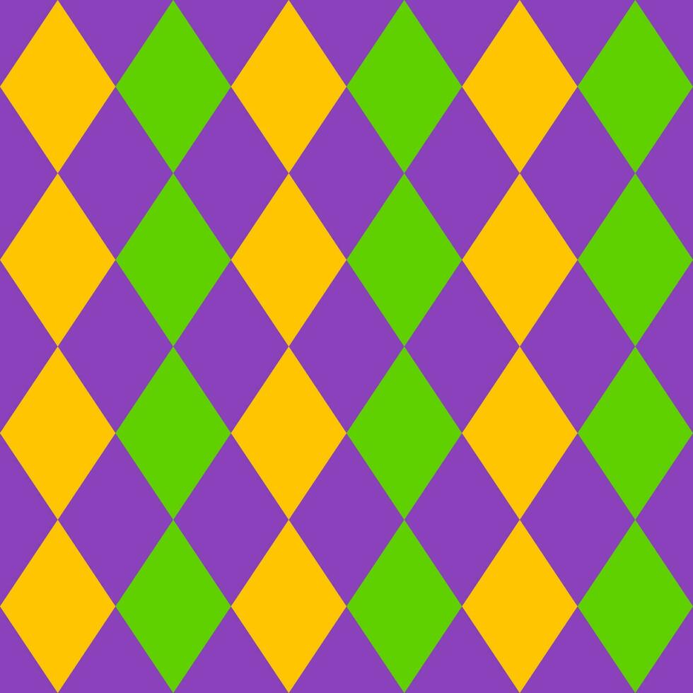Seamless Background Mardi Gras Festival Green Yellow Purple Rhombus vector