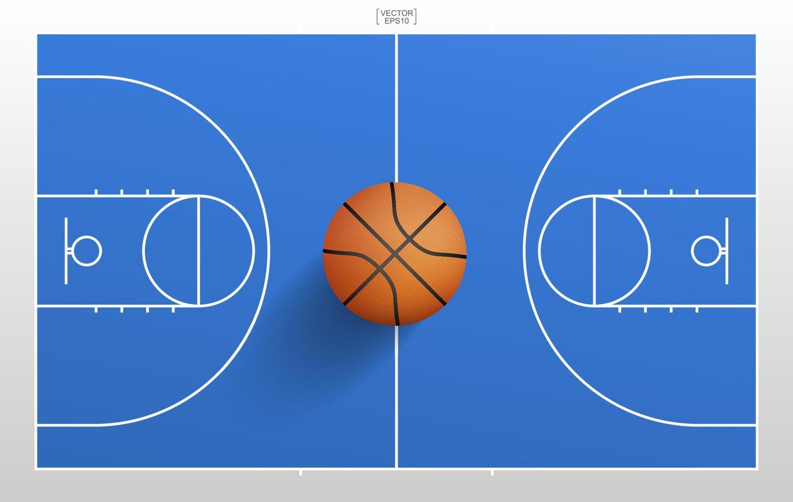 Basketball ball and basketball field background. With line of court pattern and area. Vector. vector