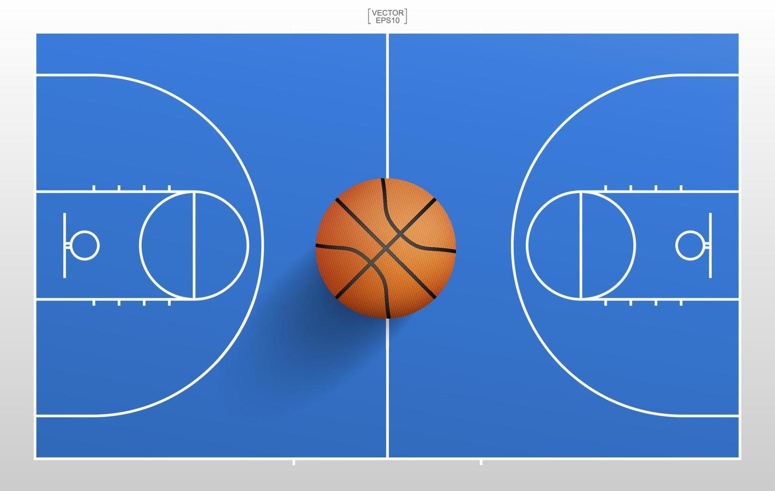 pelota de baloncesto y fondo de campo de baloncesto. con línea de patrón de corte y área. vector. vector