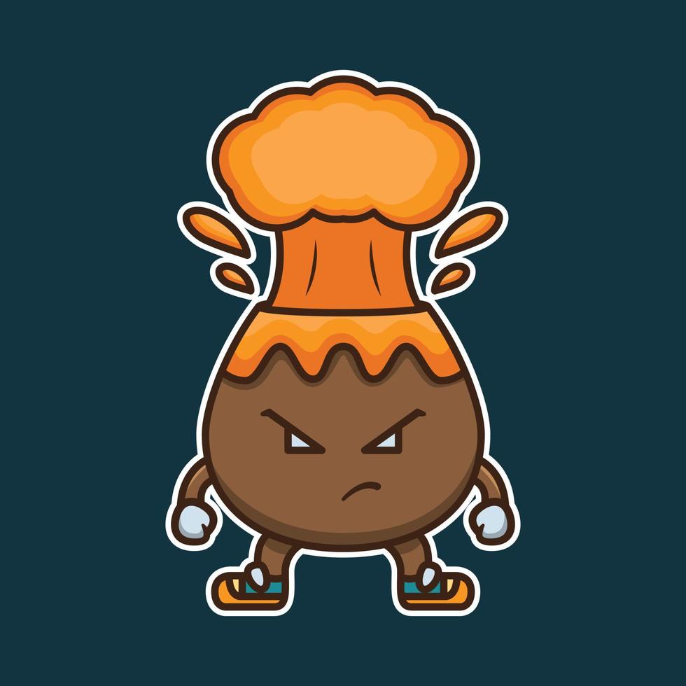 vector illustration of cute character angry volcano, suitable for clothes, greeting cards, stickers.