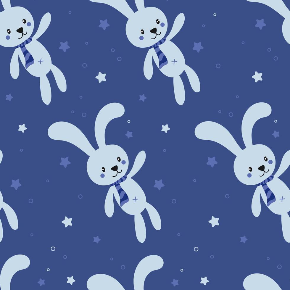 Seamless pattern with cute bunny toys and stars vector