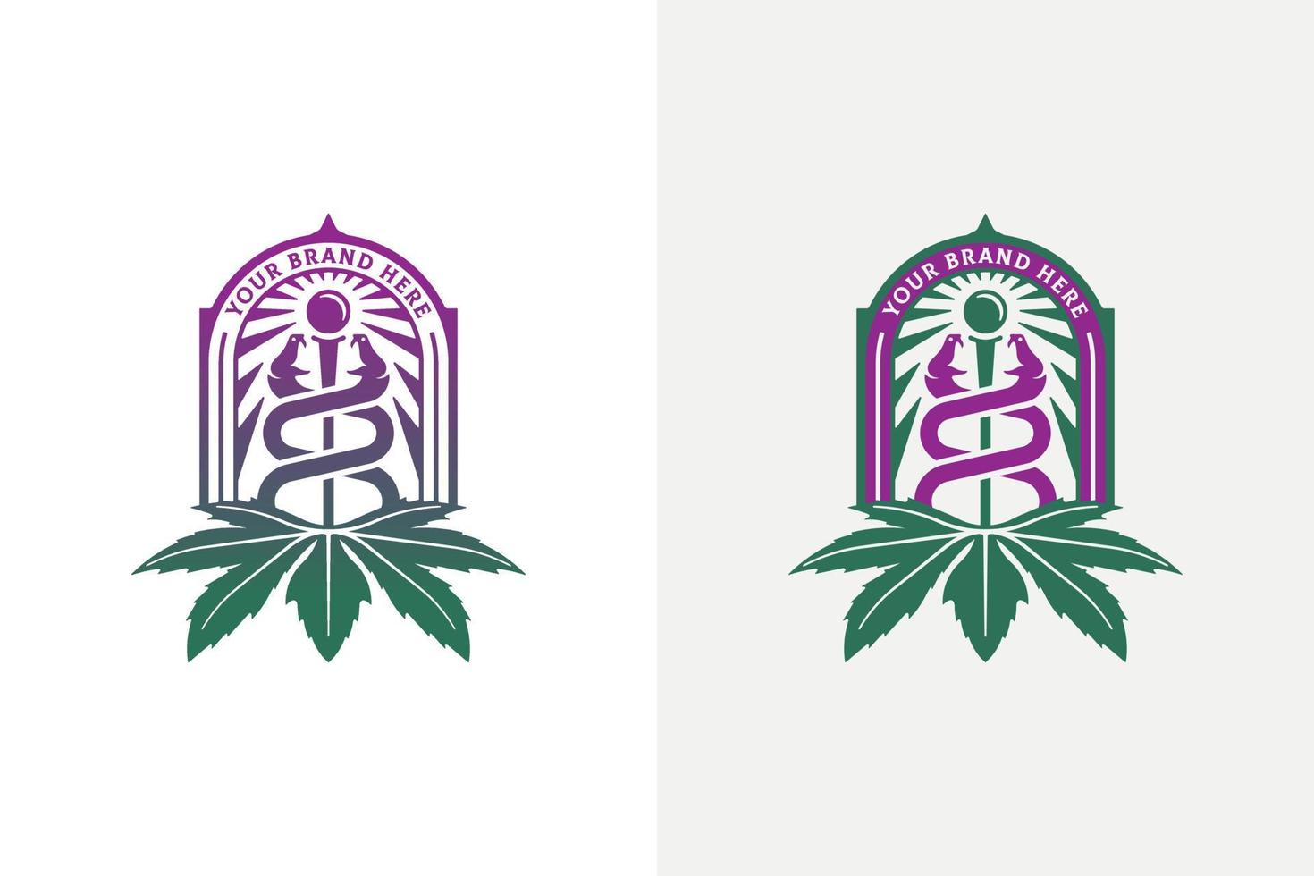 logotipo de hoja de marihuana para fines médicos con símbolo de salud vector