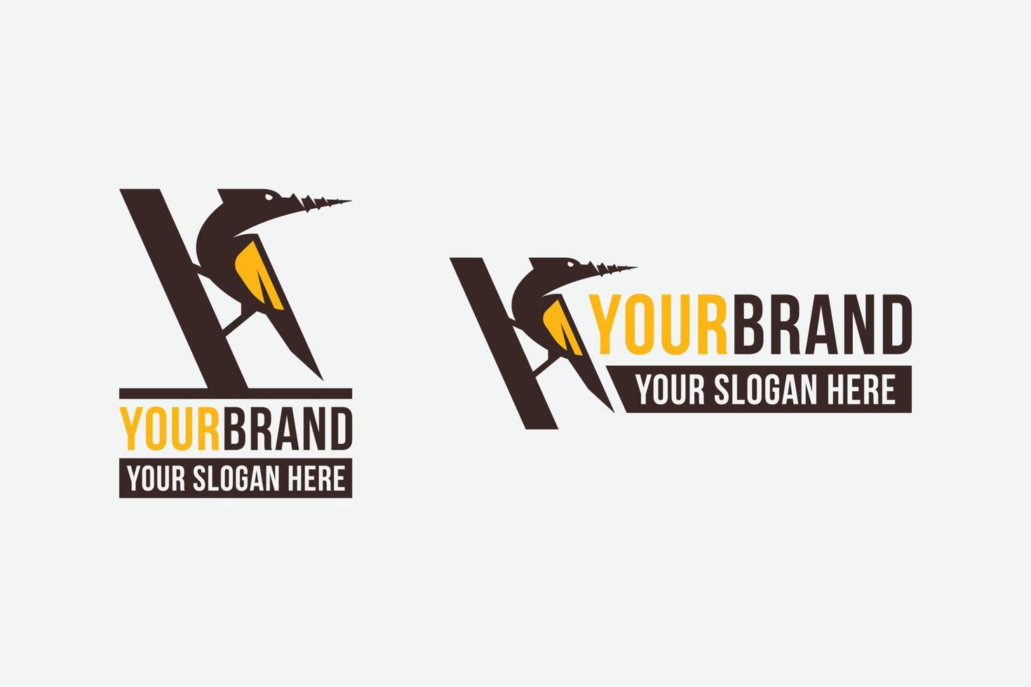 woodpecker bird logo with bolt for industrial products vector