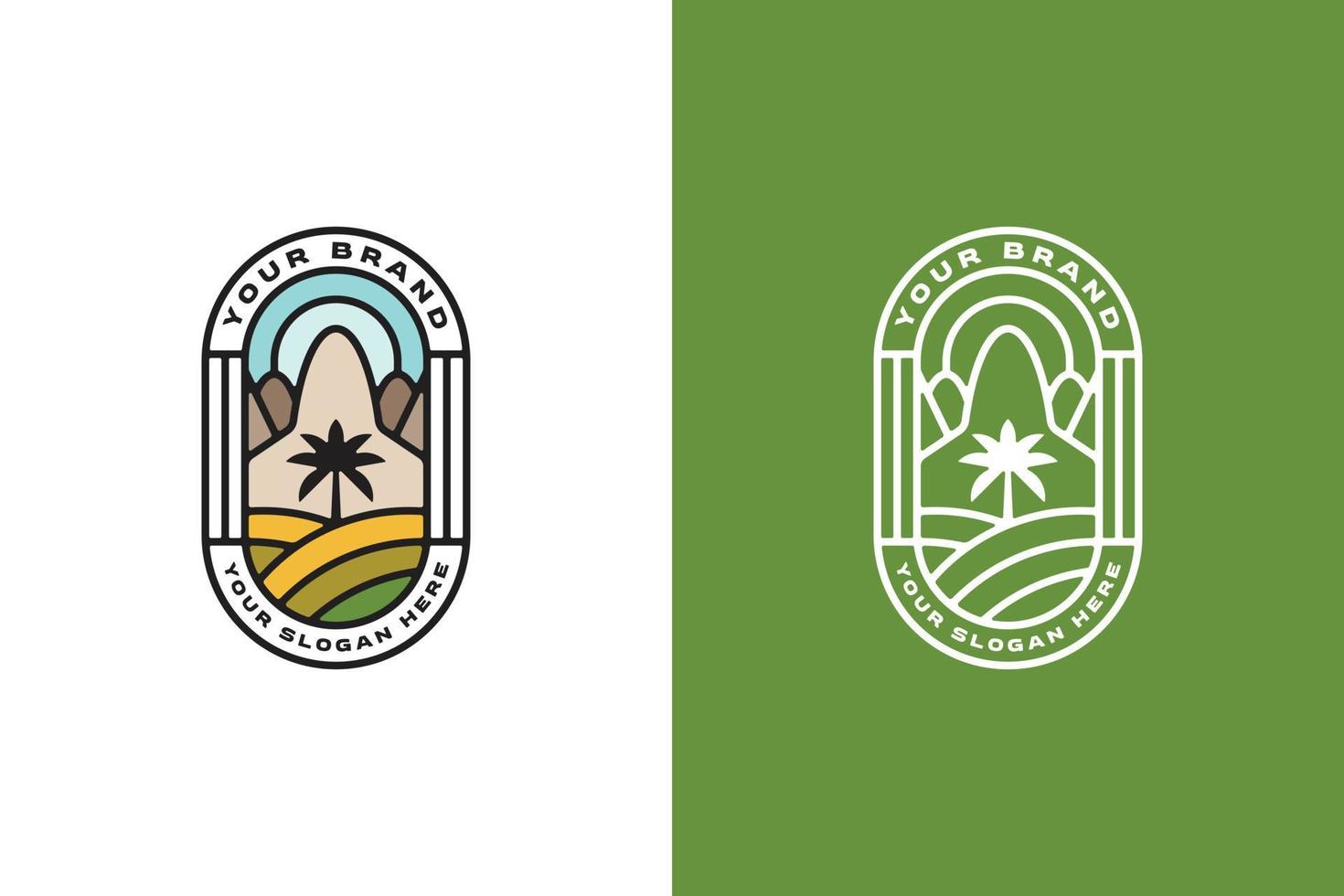 logotipo de paisaje de montaña para agricultura orgánica vector