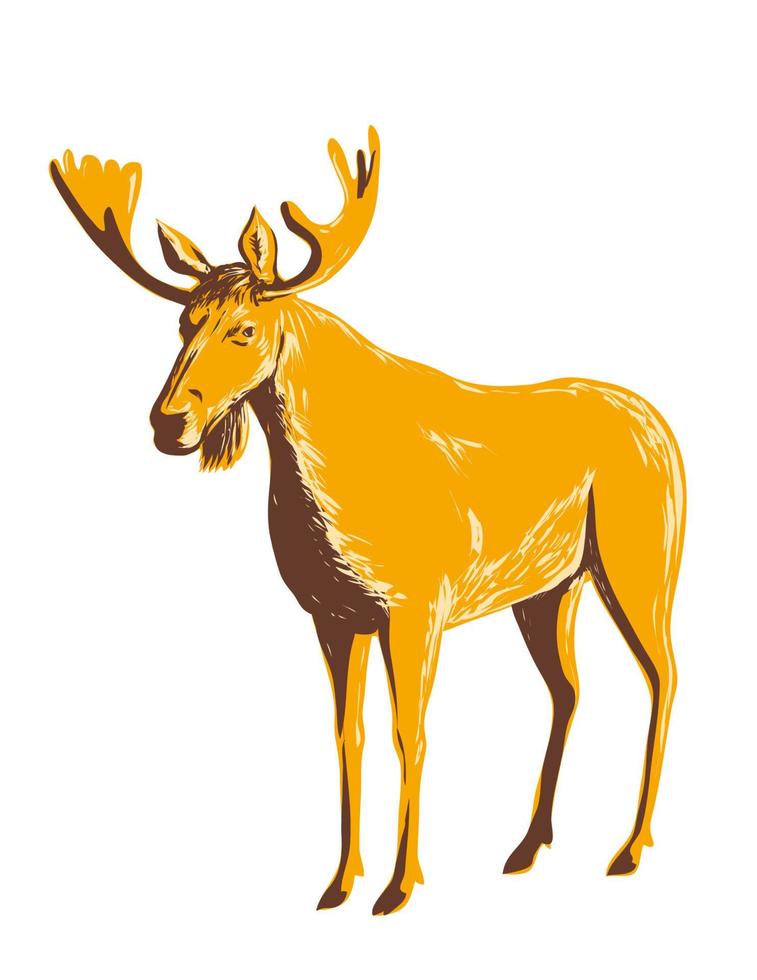 Adult Male Moose or Elk Viewed from Side WPA Poster Art vector