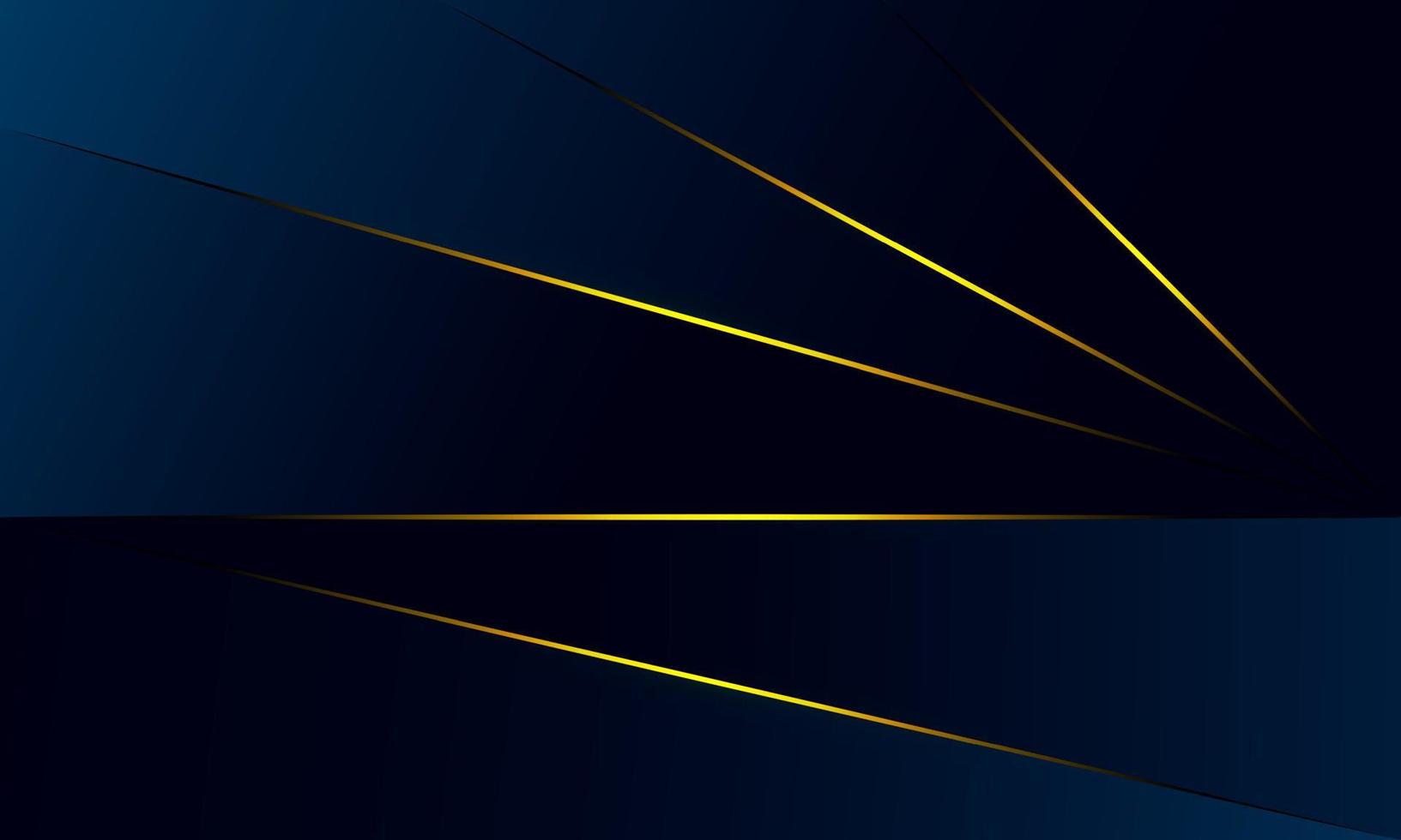 Abstract blue polygon triangles shape pattern background with golden line and lighting effect luxury style. Illustration Vector design digital technology concept.