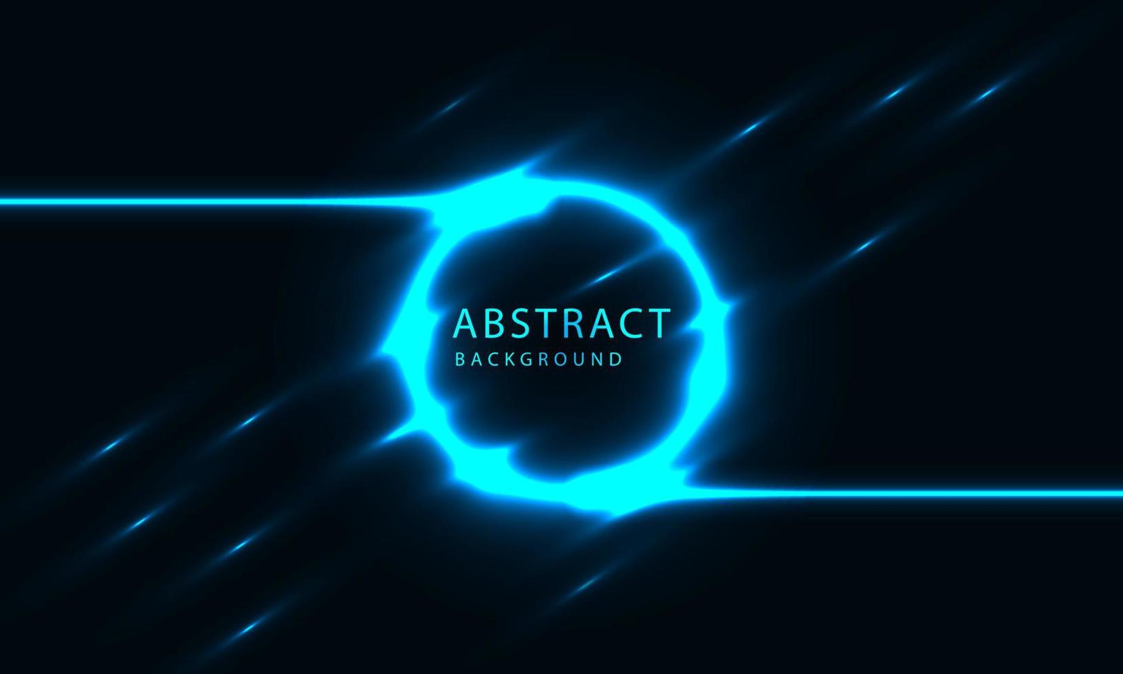 Futuristic Sci-Fi Abstract Blue Neon Light Shapes On Black Background. Exclusive wallpaper design for poster, brochure, presentation, website etc. vector