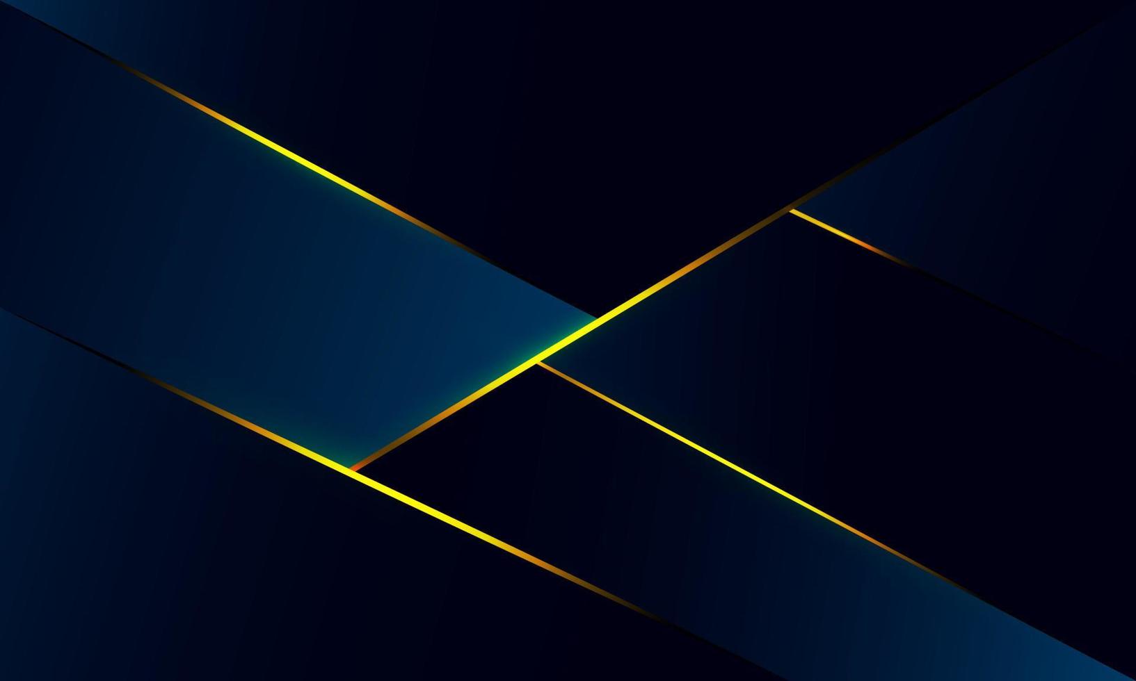 Abstract blue polygon triangles shape pattern background with golden line and lighting effect luxury style. Illustration Vector design digital technology concept.