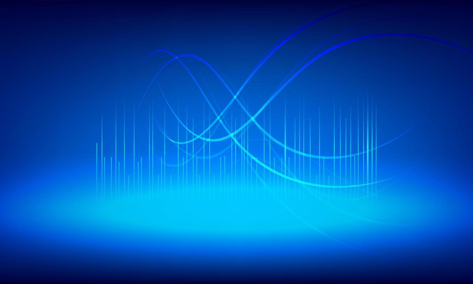 Illustration Vector design digital technology concept. Glowing wavy lines template with Blue background.