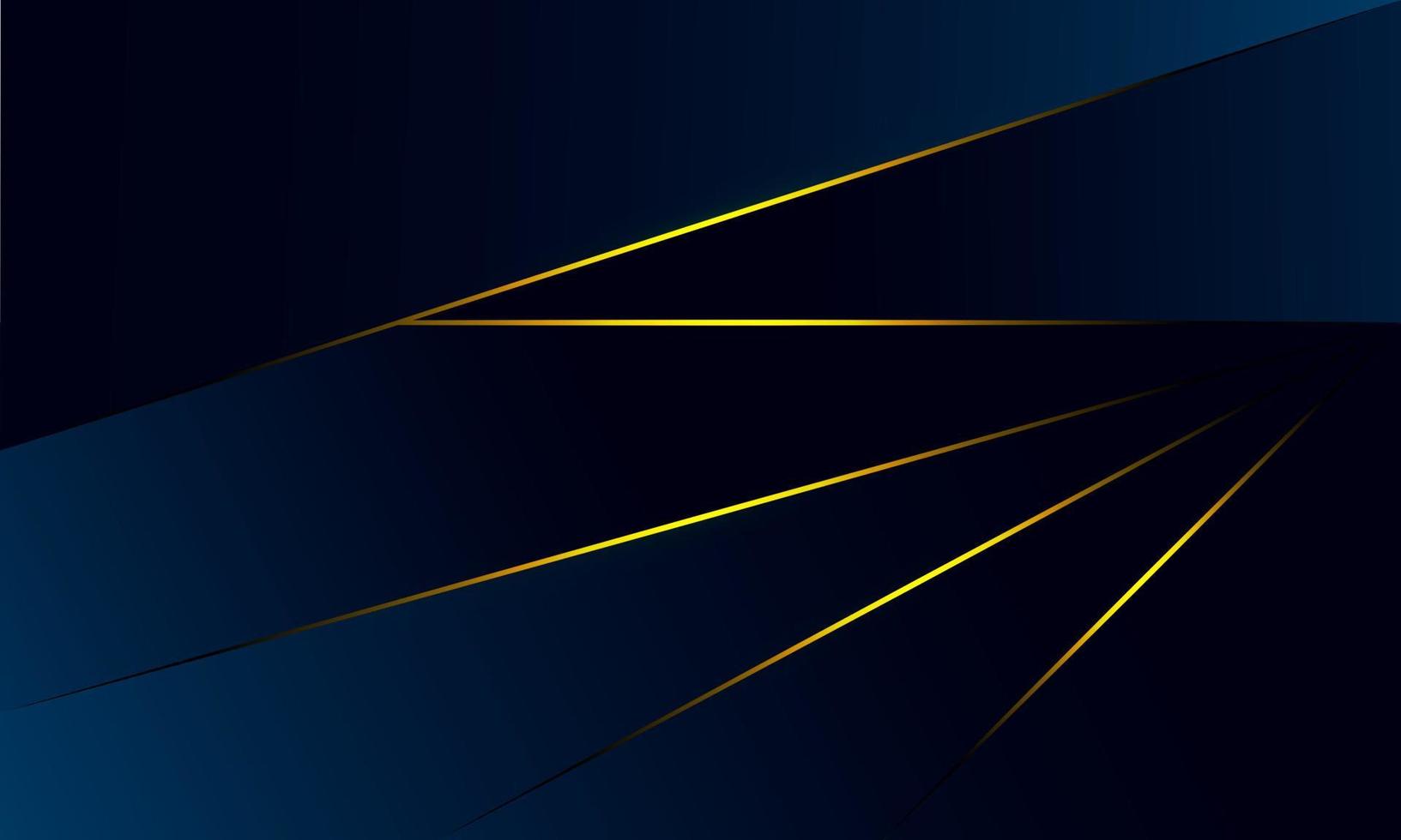 Abstract blue polygon triangles shape pattern background with golden line and lighting effect luxury style. Illustration Vector design digital technology concept.