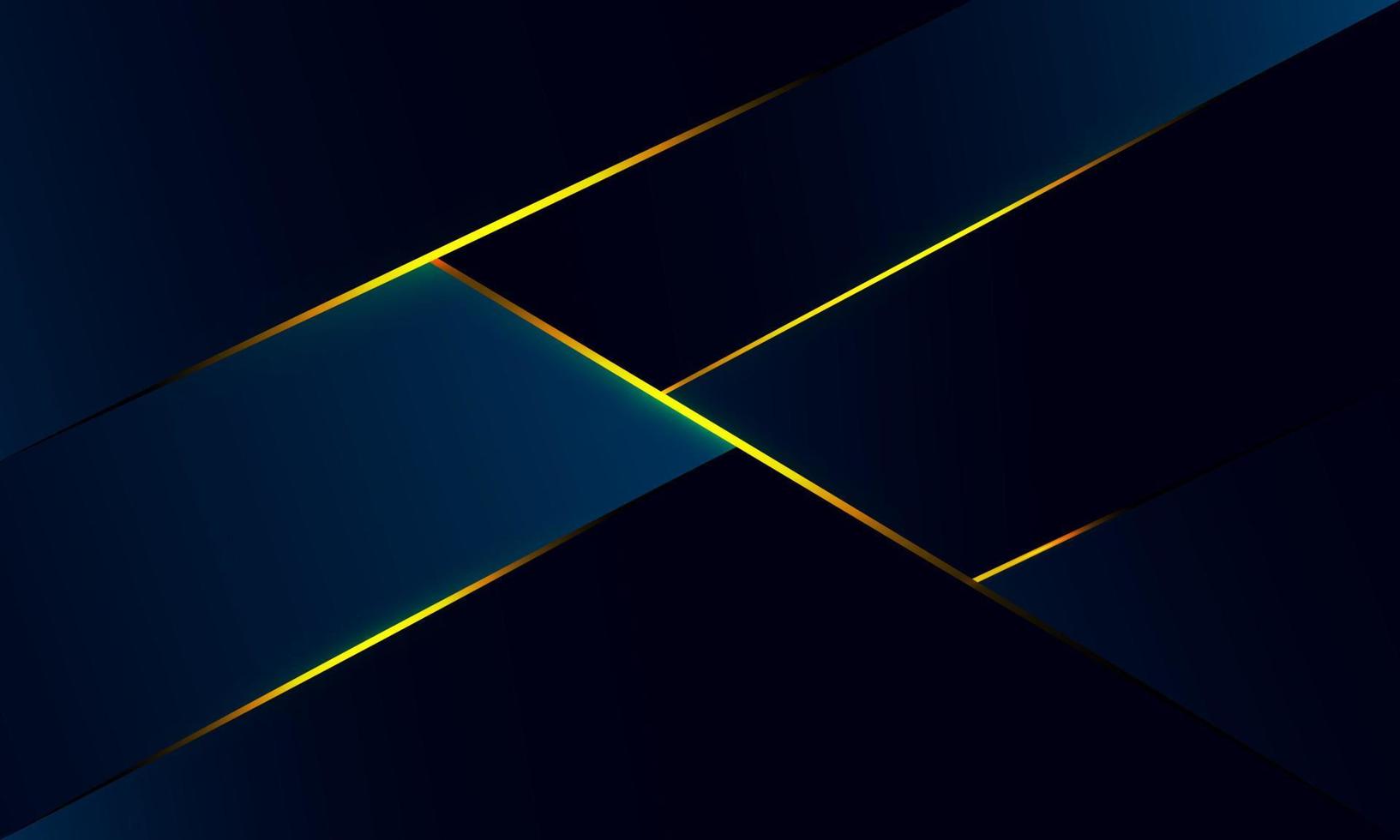 Abstract blue polygon triangles shape pattern background with golden line and lighting effect luxury style. Illustration Vector design digital technology concept.