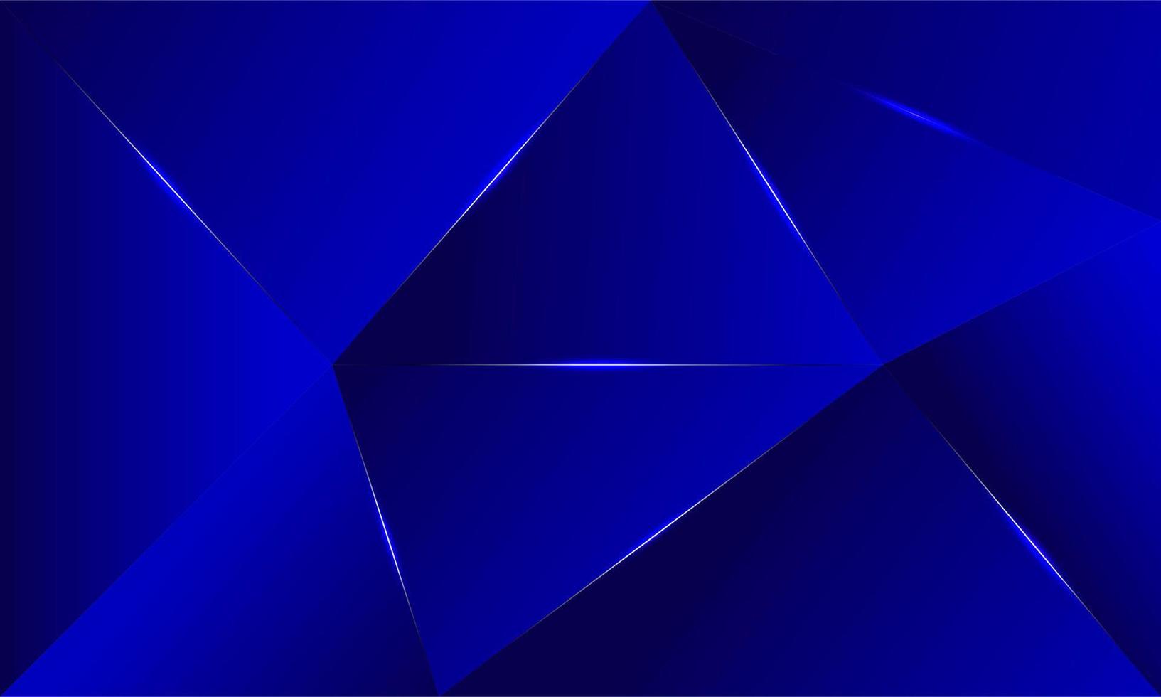 Abstract blue polygon triangles shape pattern background with golden line and lighting effect luxury style. Illustration Vector design digital technology concept.