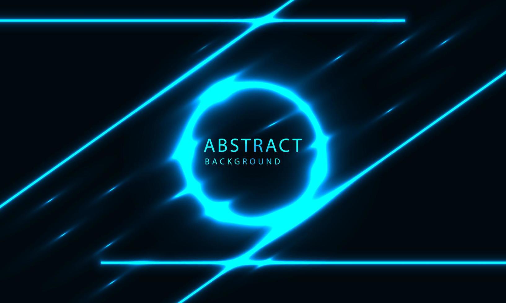 Futuristic Sci-Fi Abstract Blue Neon Light Shapes On Black Background. Exclusive wallpaper design for poster, brochure, presentation, website etc. vector