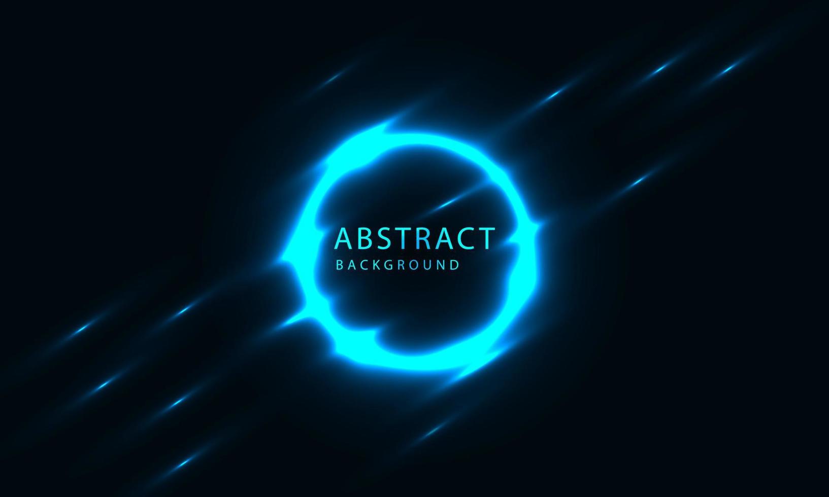 Futuristic Sci-Fi Abstract Blue Neon Light Shapes On Black Background. Exclusive wallpaper design for poster, brochure, presentation, website etc. vector