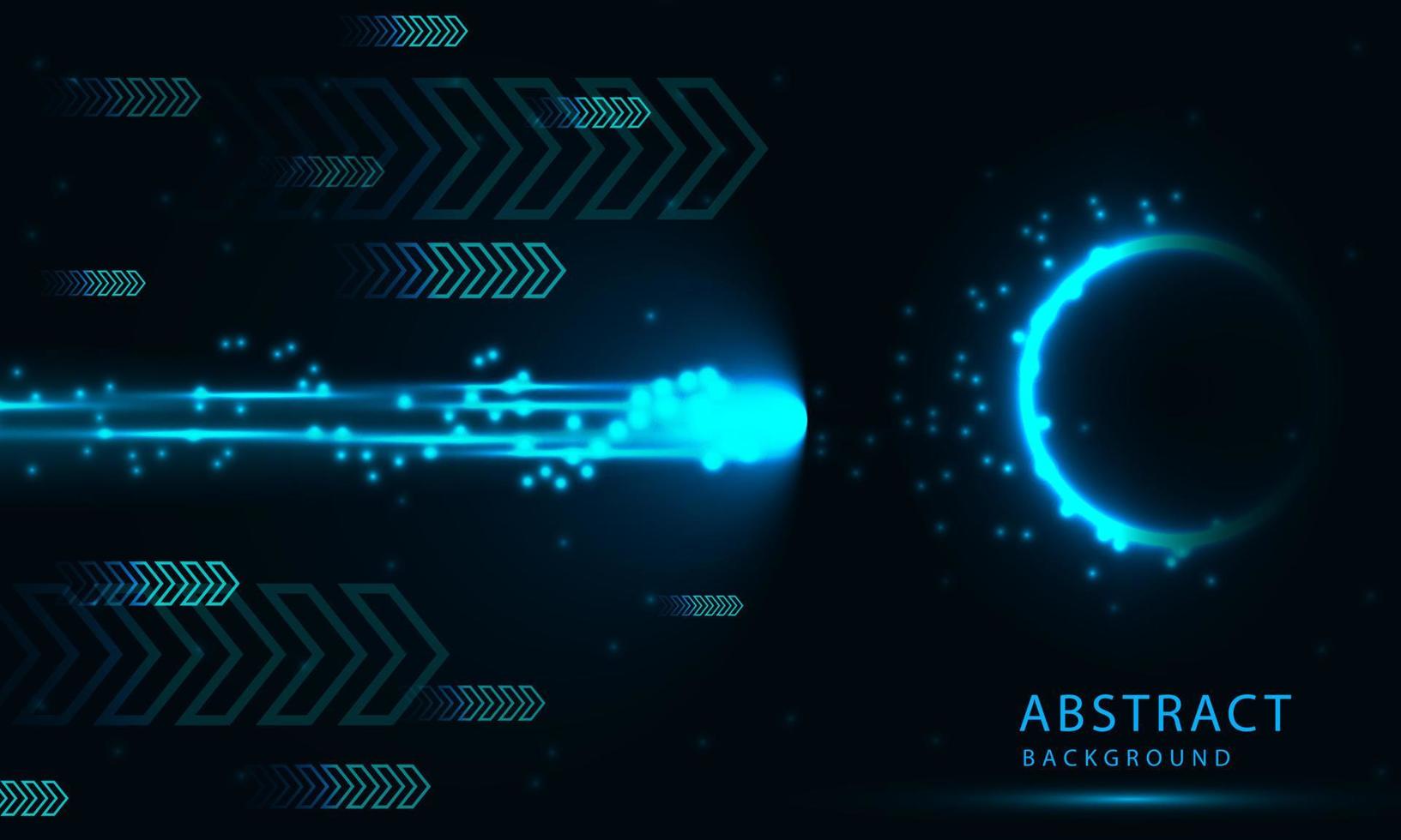 fondo de vector de tecnología abstracta con luces de alta velocidad fondo azul oscuro con fondo de luz de flecha.