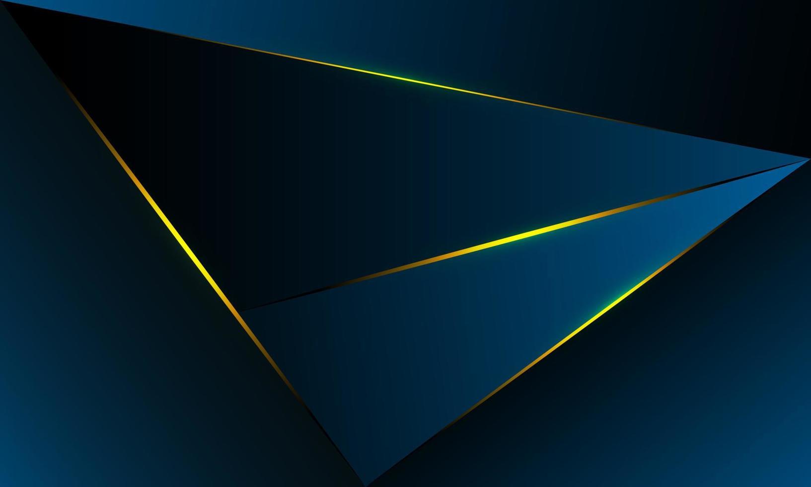 Abstract blue polygon triangles shape pattern background with golden line and lighting effect luxury style. Illustration Vector design digital technology concept.