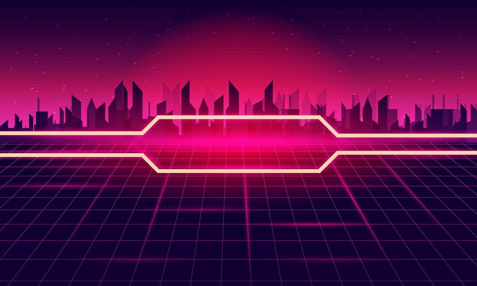 Creative design with color lines. of Retro Sci-Fi Background Futuristic Grid landscape vector