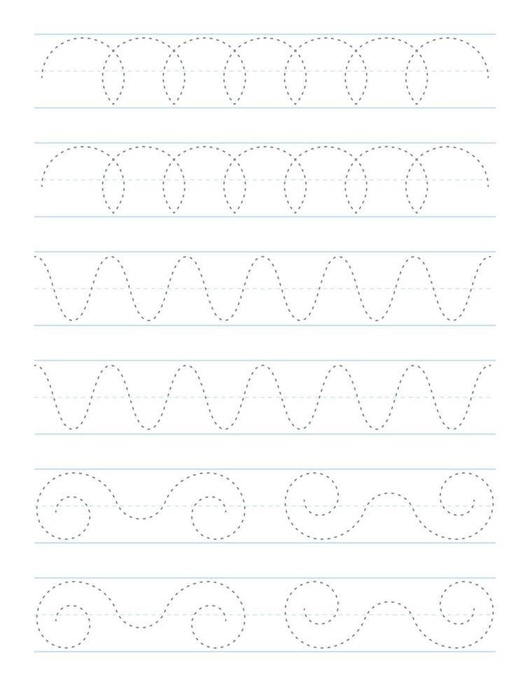 Tracing shapes worksheet for kids vector