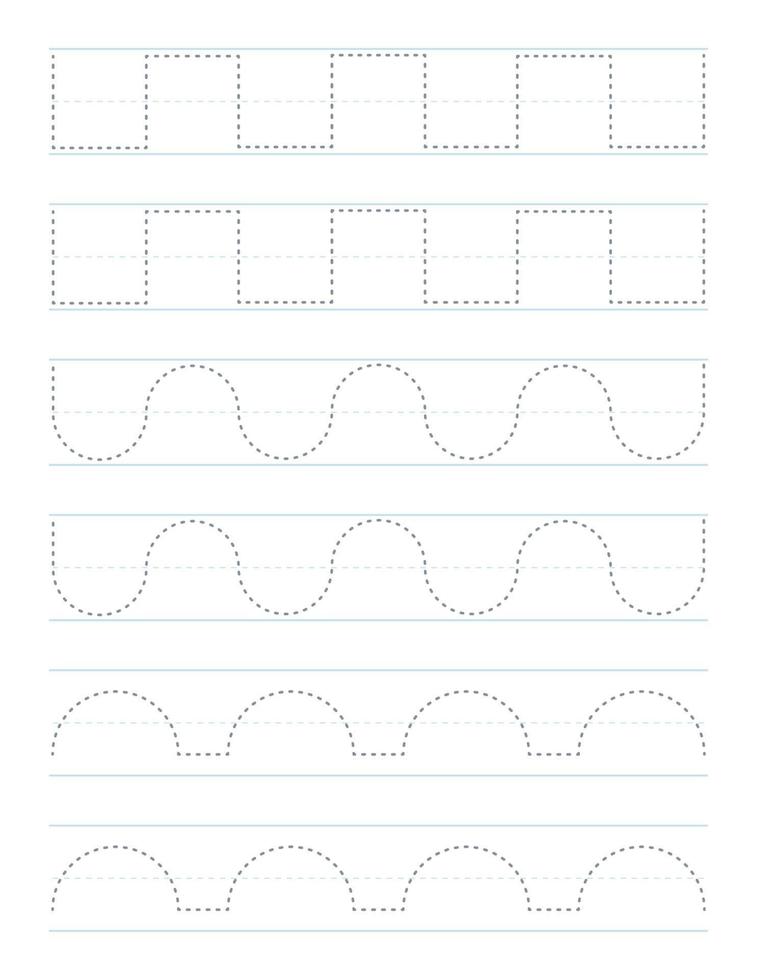 Tracing shapes worksheet for preschool vector