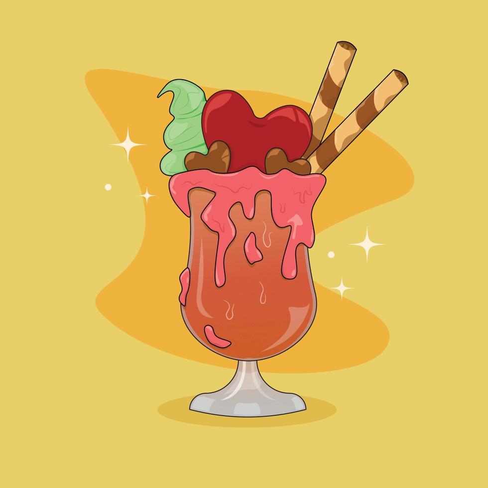 Lovely Milkshake with Ice Cream Illustration vector