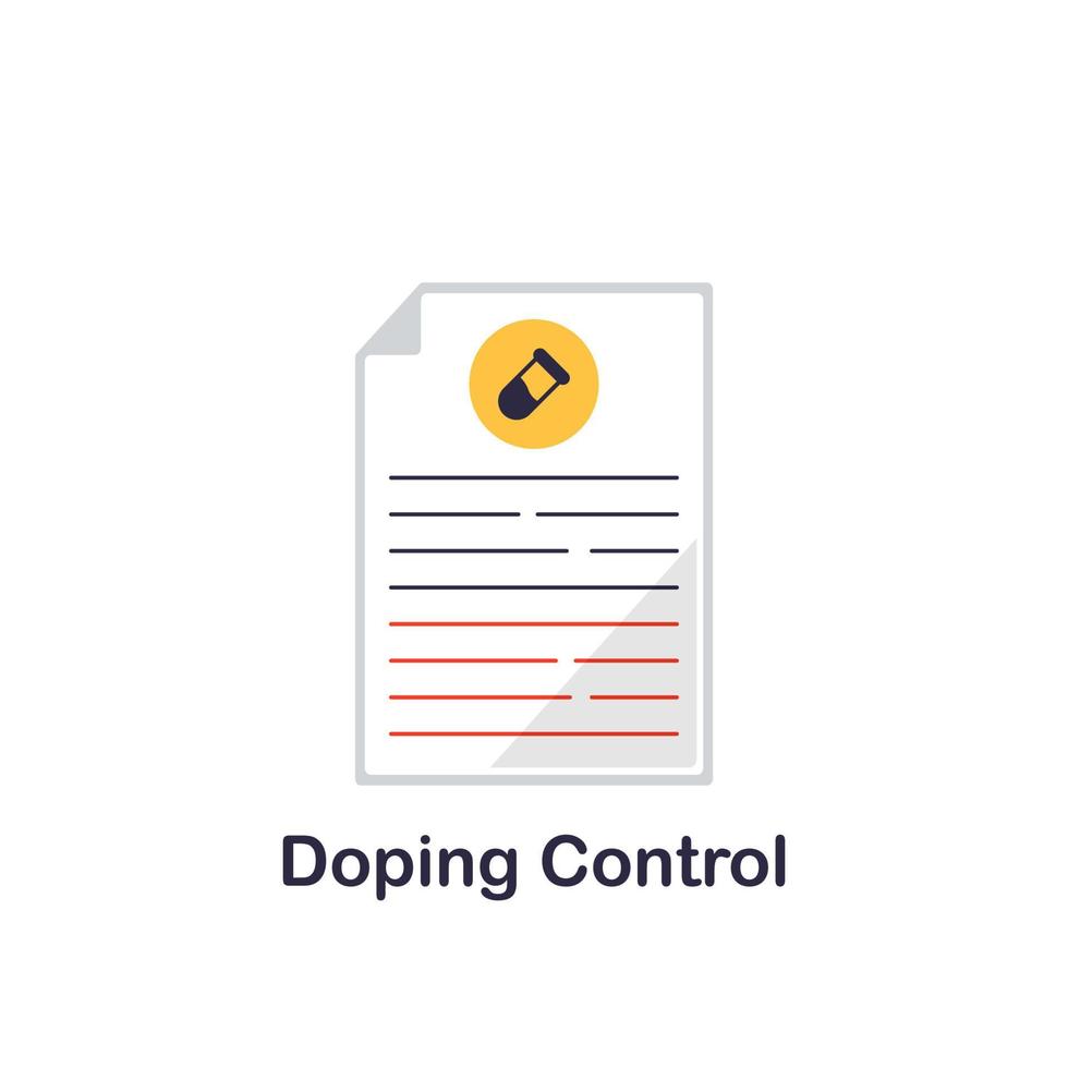 Doping control. Drug free checkup. Doping test for clean sport. Vector