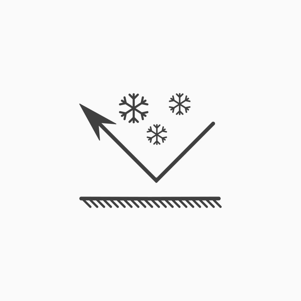 Snowfall icon. Snowproof material. Snow resistant coating icon. Repelling surface. Vector