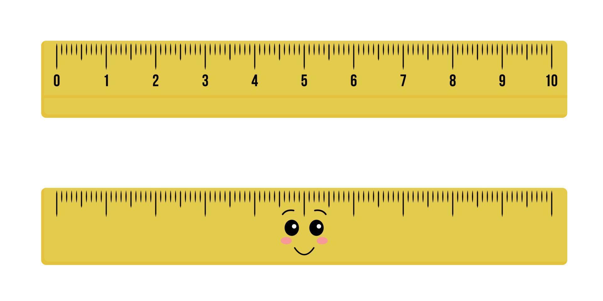 lindo instrumento de medida de regla de madera o plástico kawaii aislado  sobre fondo blanco. regla de medición escolar amarilla en escala de  centímetros. ilustración plana vectorial 5587258 Vector en Vecteezy