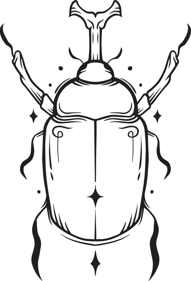 hand drawn horn beetle vector illustration