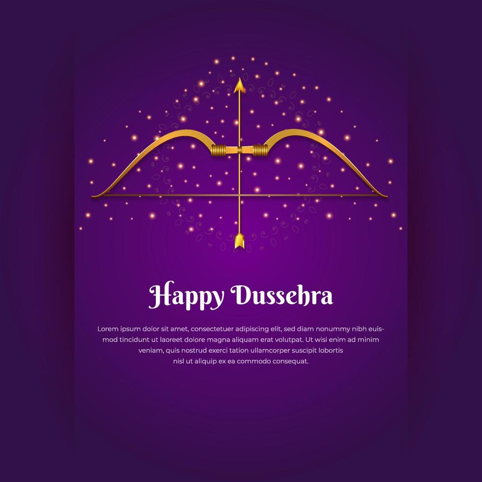 fondo de celebración del día de dussehra con arco brillante y flecha. diseño del día dussehra con arco dorado y flecha vector