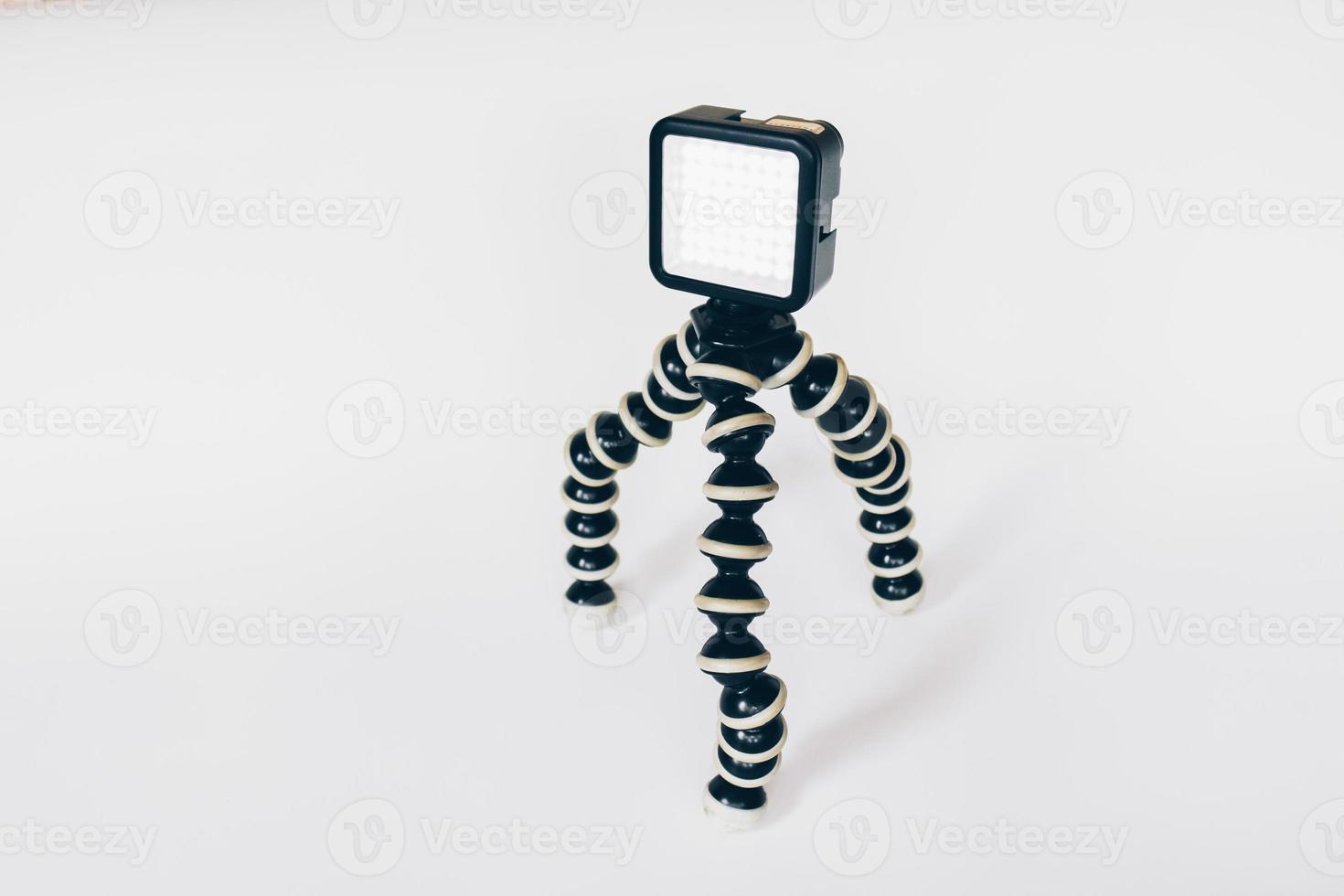 Small Box LED Light for vlogging on a tripod gorilla. photo