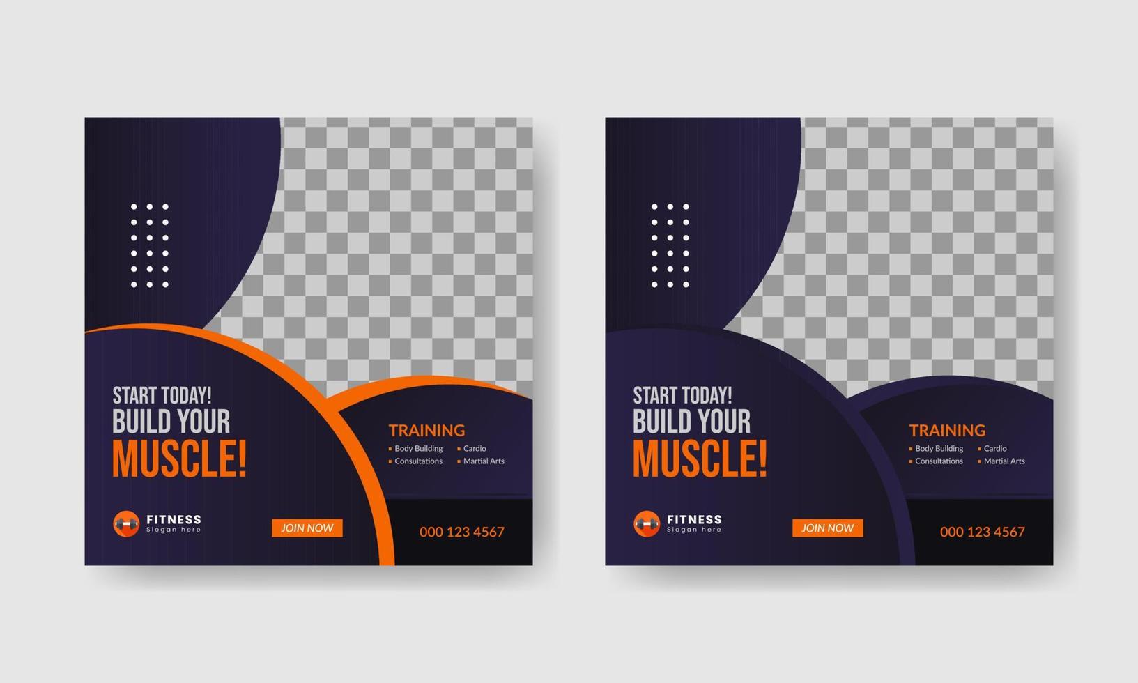 modern creative gym and fitness social media post and web template. vector