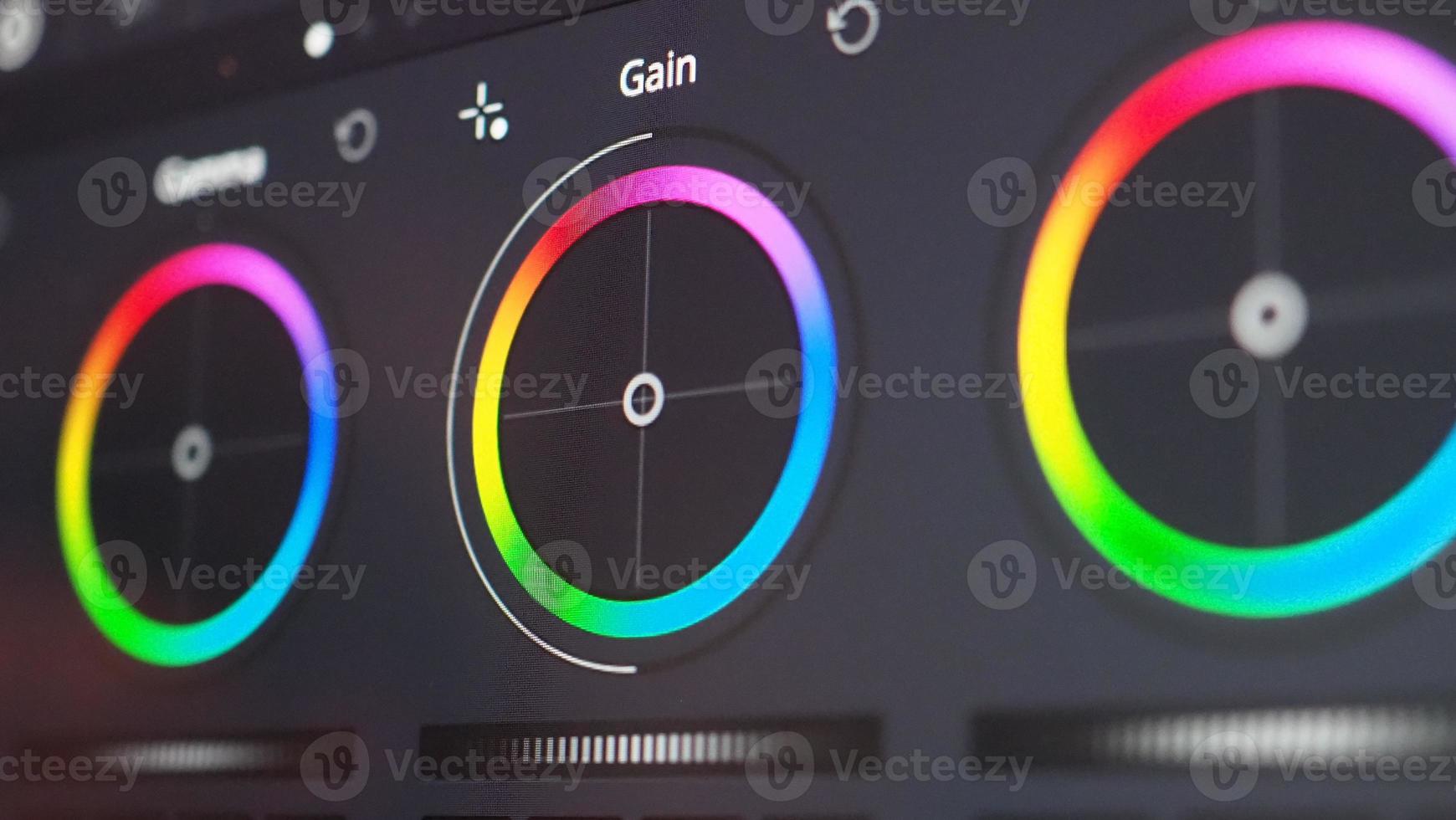 Color grading graph or RGB colour correction indicator on monitor photo