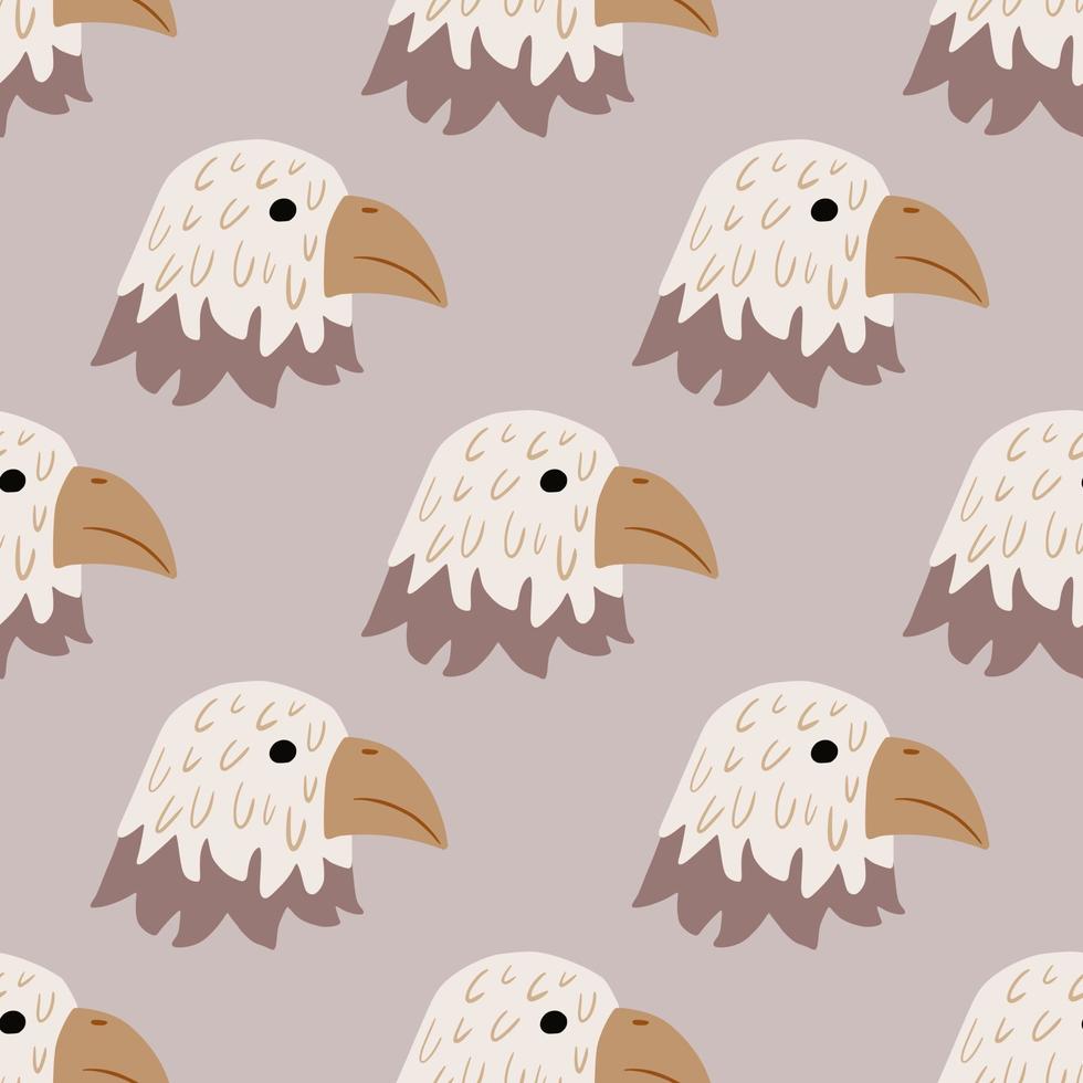 Eagle pattern seamless in freehand style. Head predator on colorful background. Vector illustration for textile.