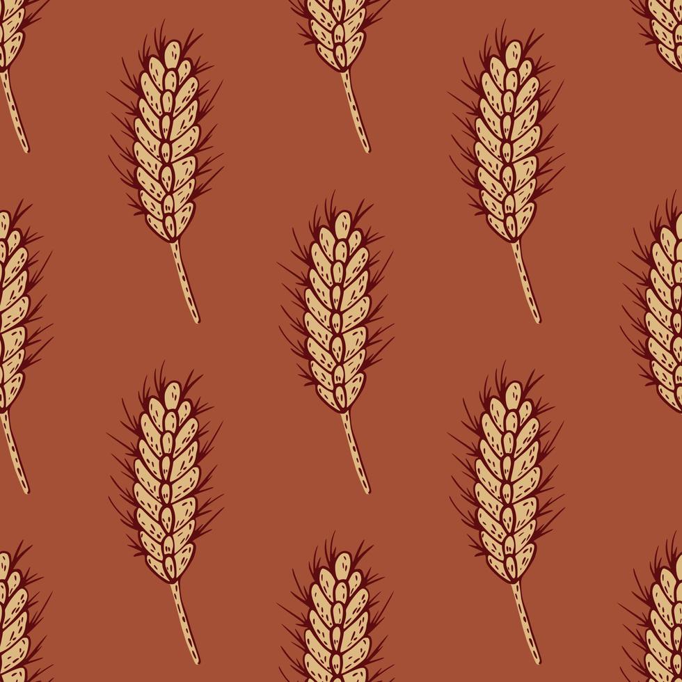 Wheat seamless pattern. Cereal crop sketch. vector