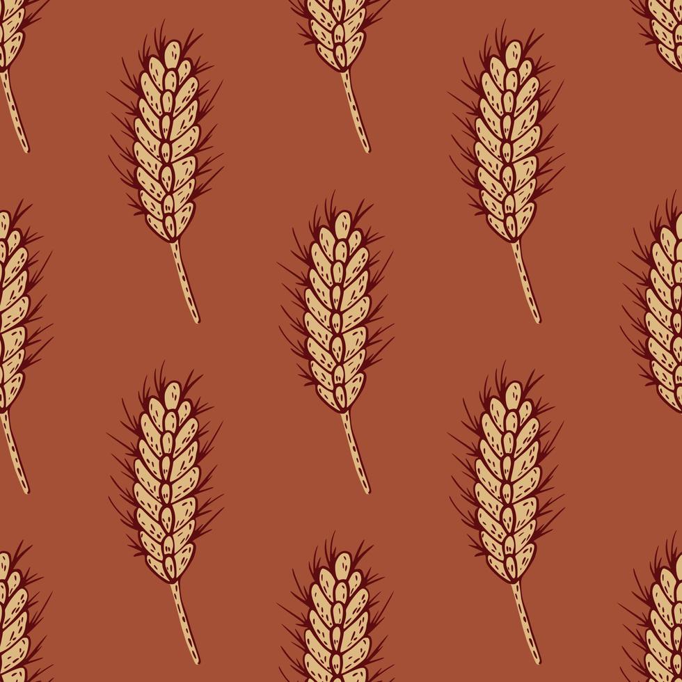 Wheat seamless pattern. Cereal crop sketch. vector