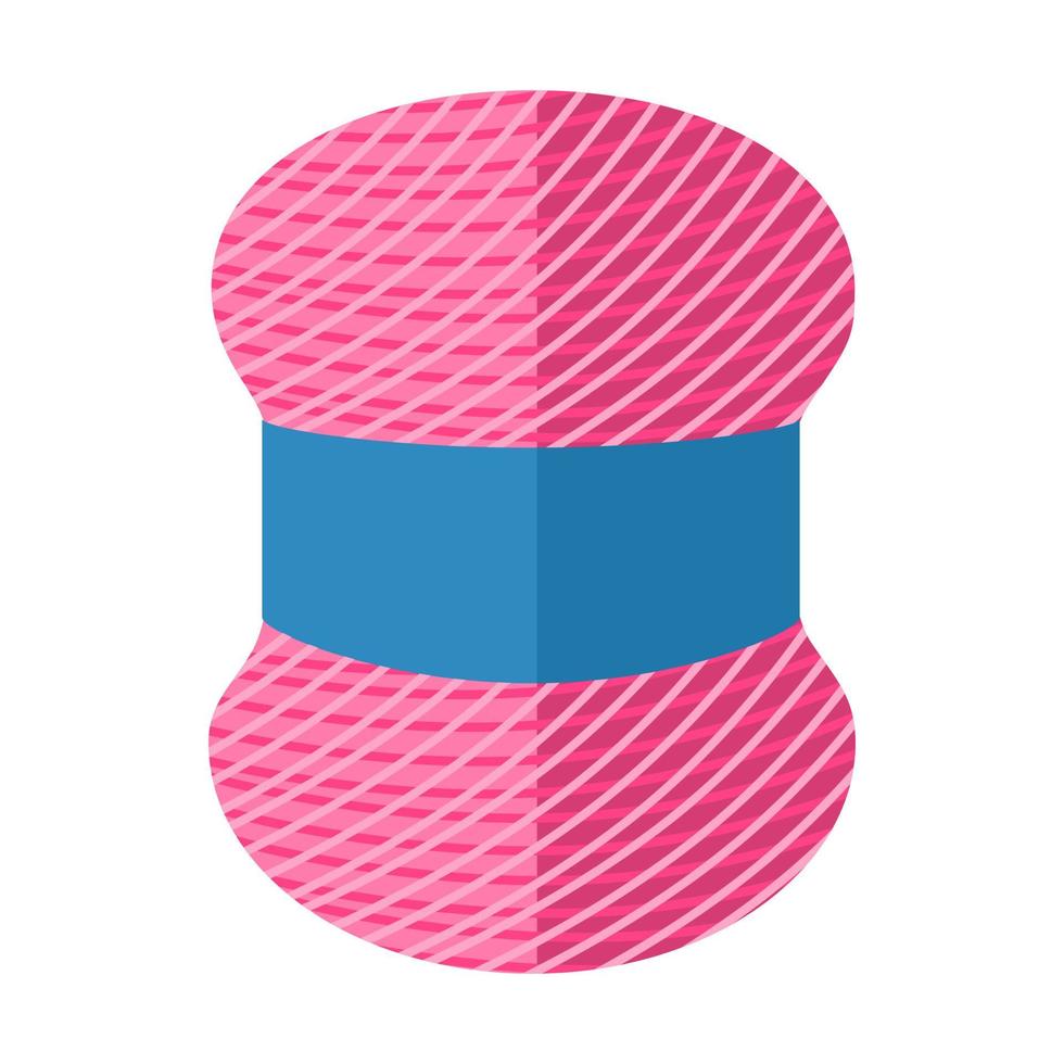 carrete de hilo color rosa aislado sobre fondo blanco. bobina para tejer en estilo plano. vector