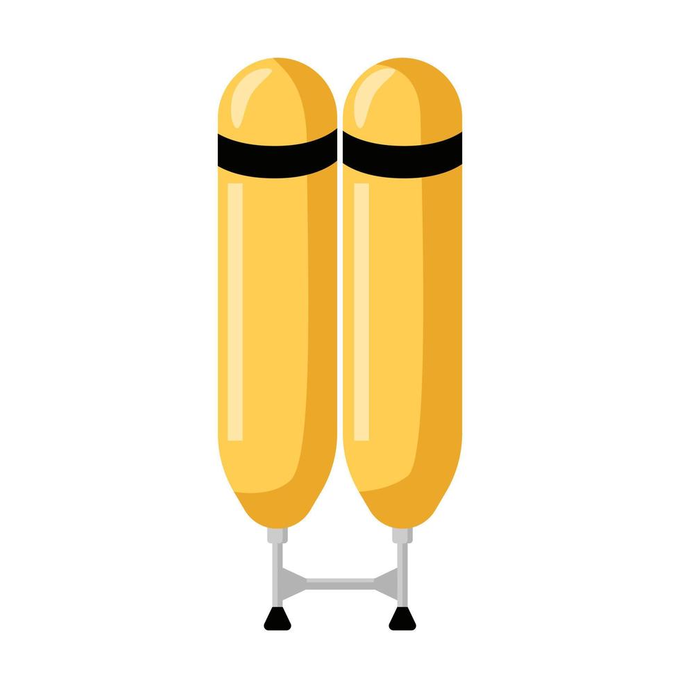 icono de cilindro de aire amarillo aislado sobre fondo blanco. tanque de oxígeno en estilo plano. vector