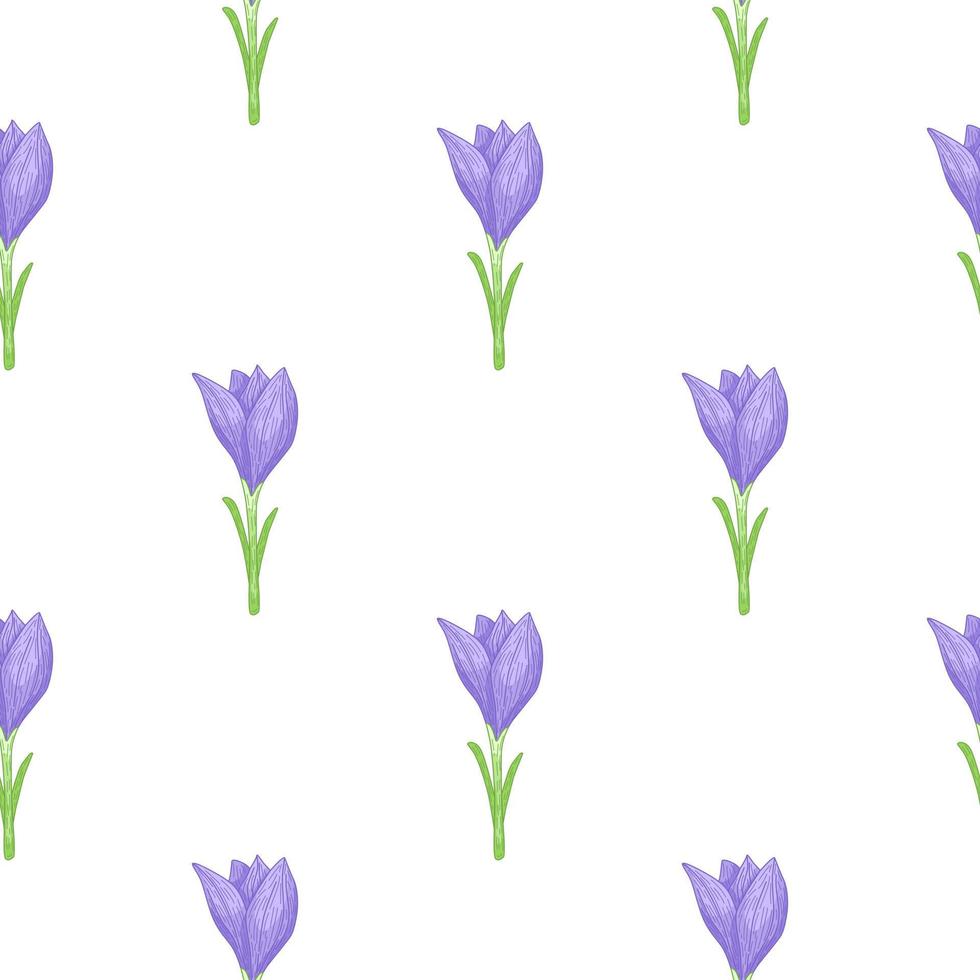 Bloom seamless botanic pattern with blue flower shapes ornament. White background. Floral backdrop. vector