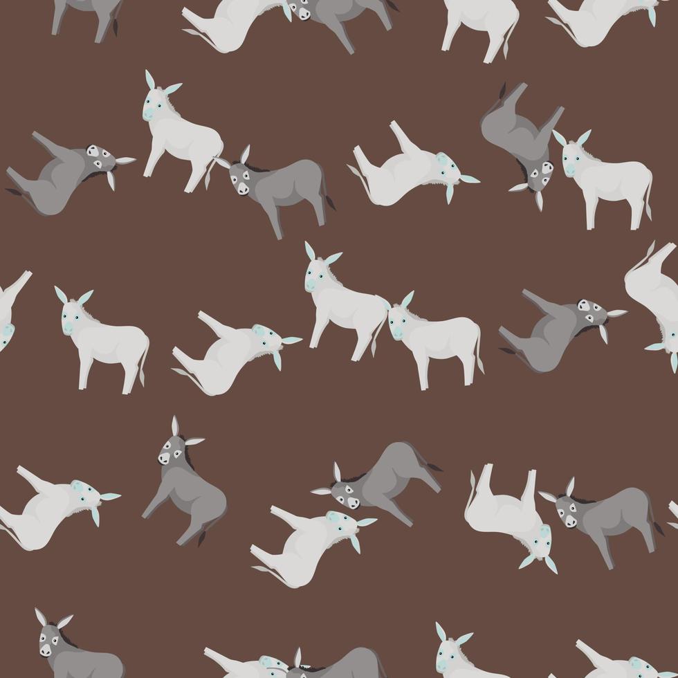 Seamless pattern of donkey. Domestic animals on colorful background. Vector illustration for textile.