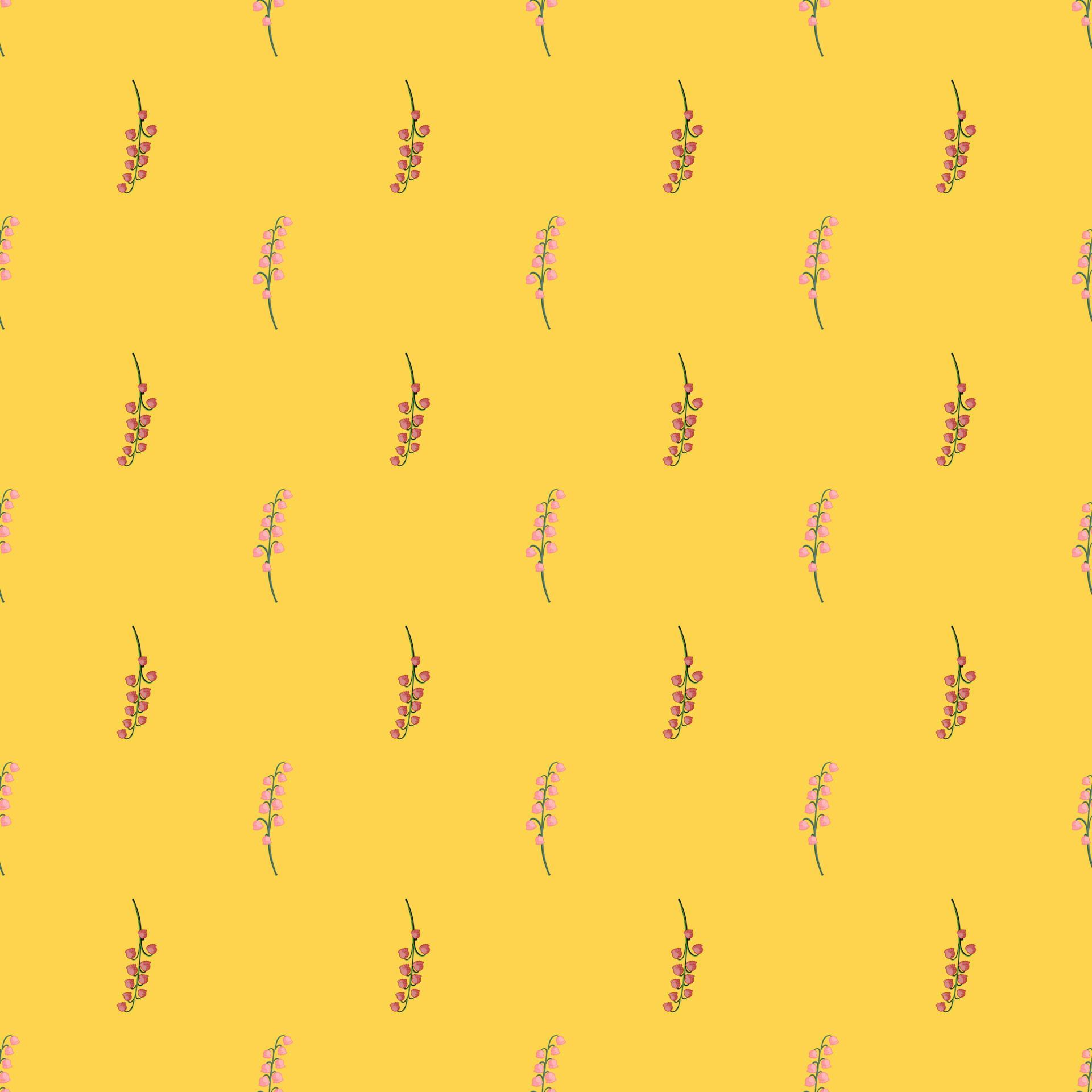 Pink little lily of the valley seamless pattern in hand drawn style